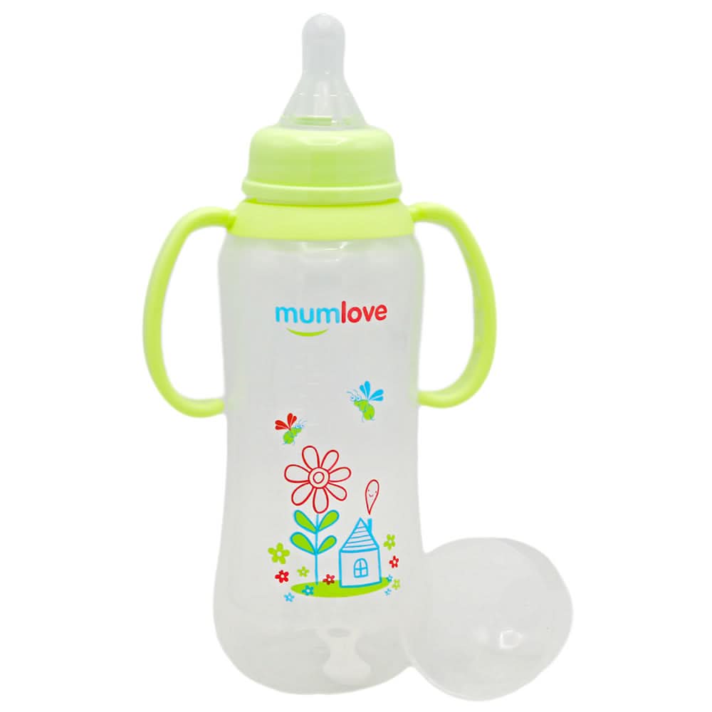 Mum Love Baby Bottle with Handle 300ml B806-B - Light Green, Kids, Feeding Supplies, Chase Value, Chase Value