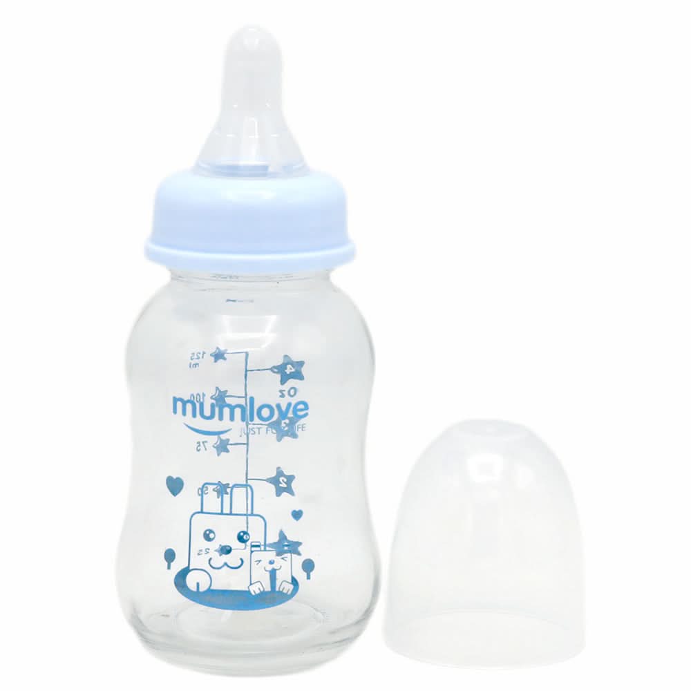 Mum Love Glass Bottle 125ml B0397 - Light Blue, Kids, Feeding Supplies, Chase Value, Chase Value