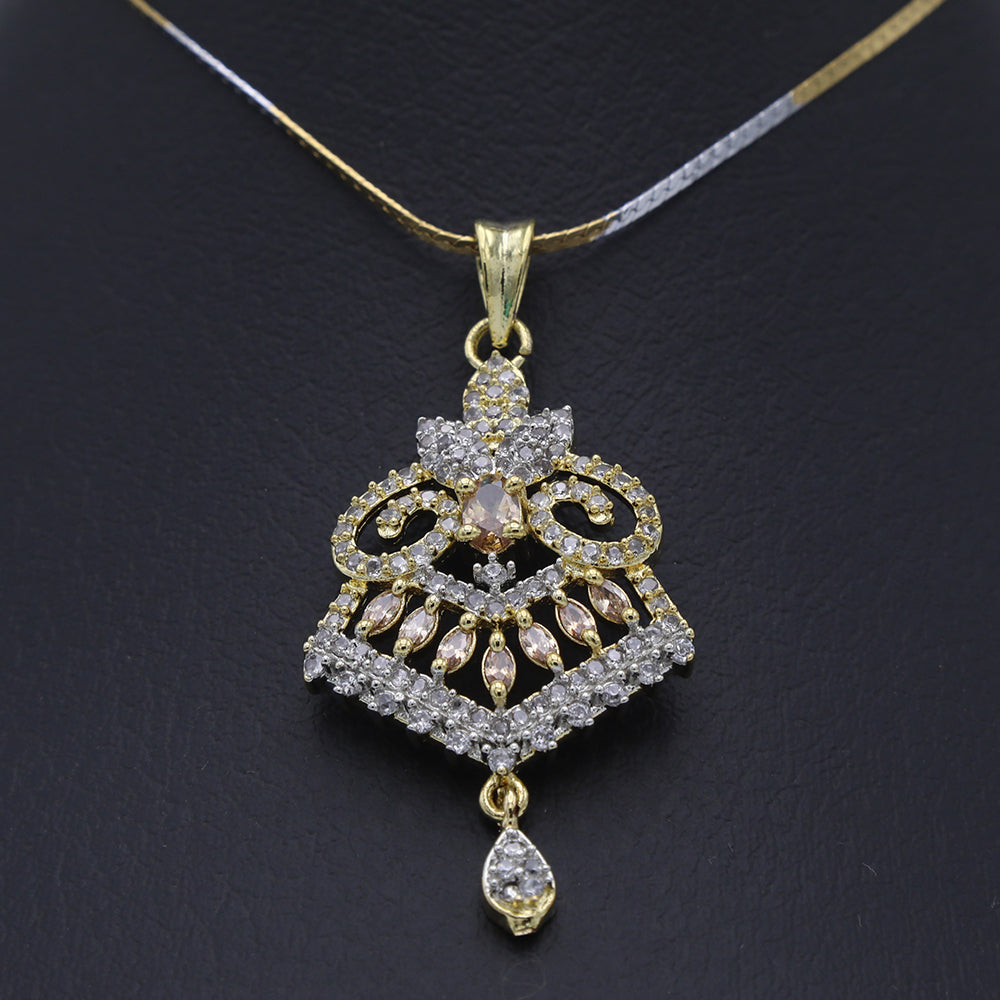 Women's American Diamond Locket Set - Golden Peach, Women, Jewellery Set, Chase Value, Chase Value