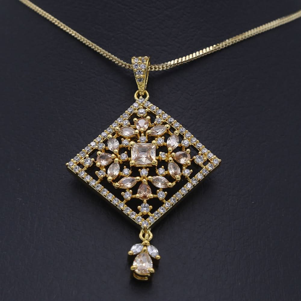 Women's American Diamond Locket Set - Golden, Women, Jewellery Set, Chase Value, Chase Value