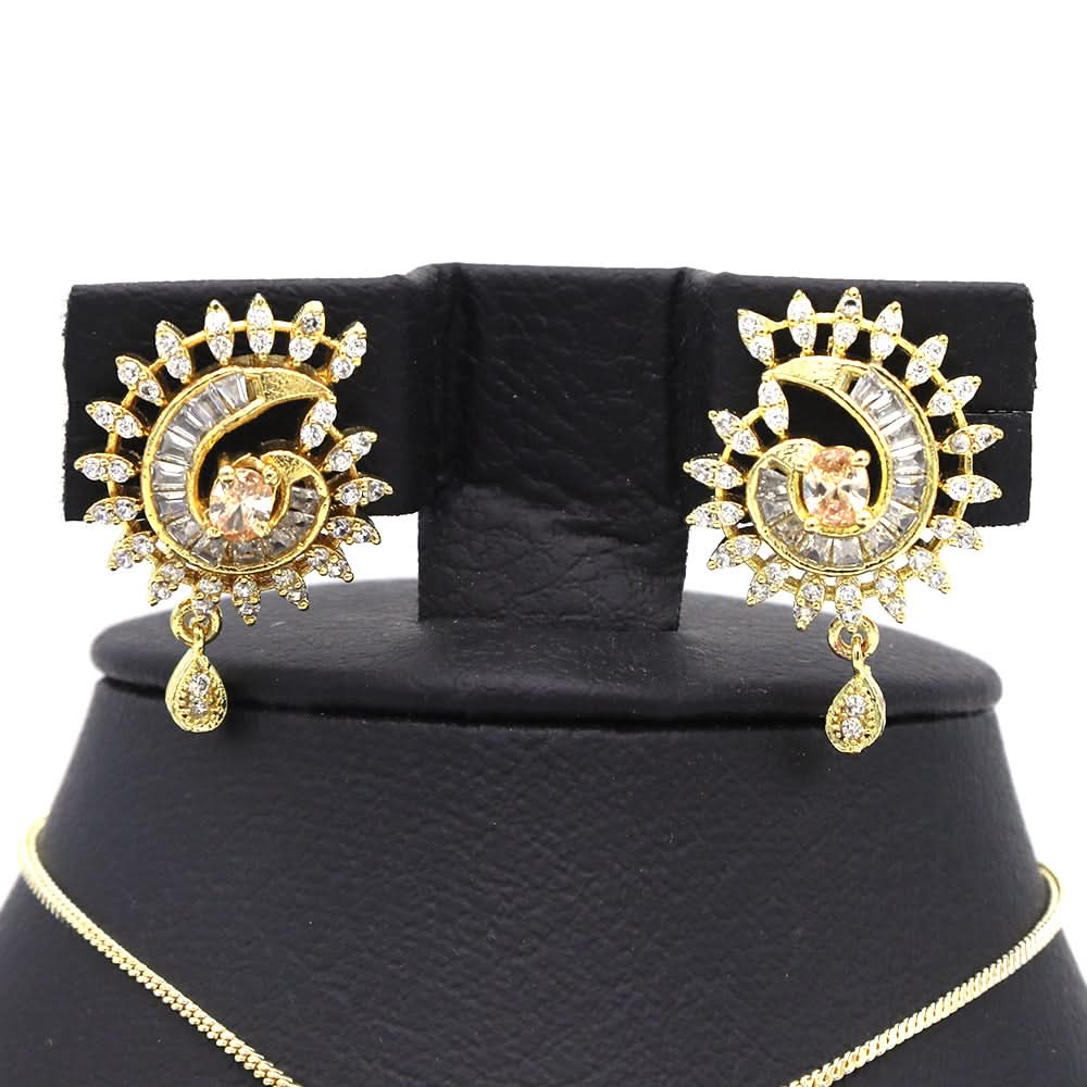 Women's American Diamond Locket Set - Golden, Women, Jewellery Set, Chase Value, Chase Value