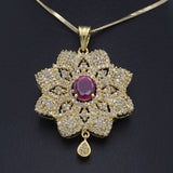 Women's American Diamond Locket Set - Golden Maroon, Women, Jewellery Set, Chase Value, Chase Value