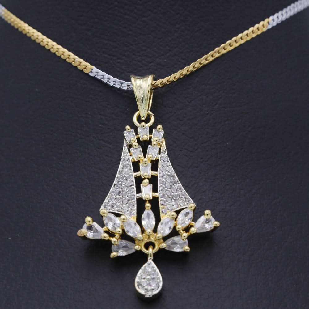 Women's American Diamond Locket Set - Golden, Women, Jewellery Set, Chase Value, Chase Value