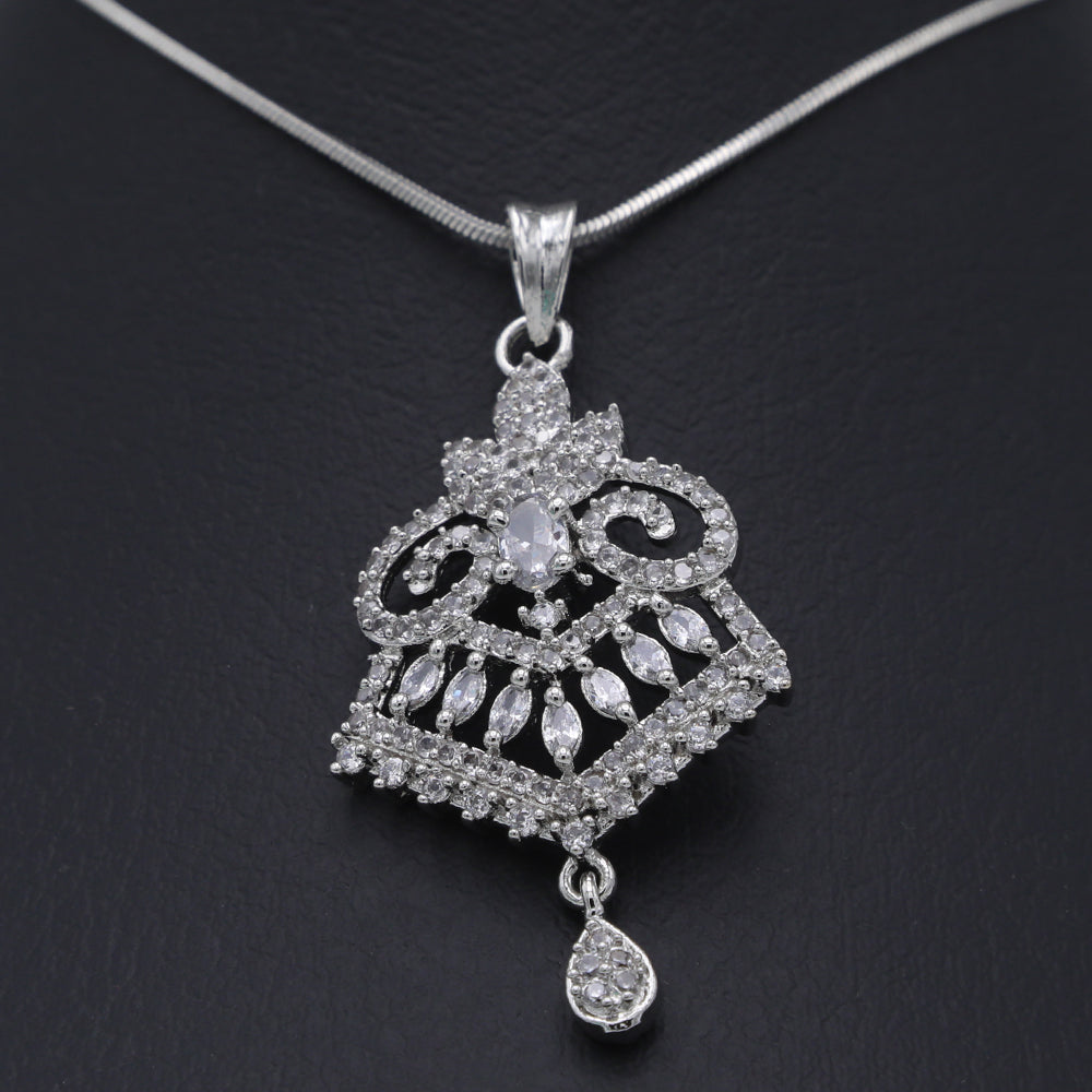 Women's American Diamond Locket Set - Silver, Women, Jewellery Set, Chase Value, Chase Value