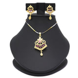 Women's American Diamond Locket Set - Golden Maroon, Women, Jewellery Set, Chase Value, Chase Value