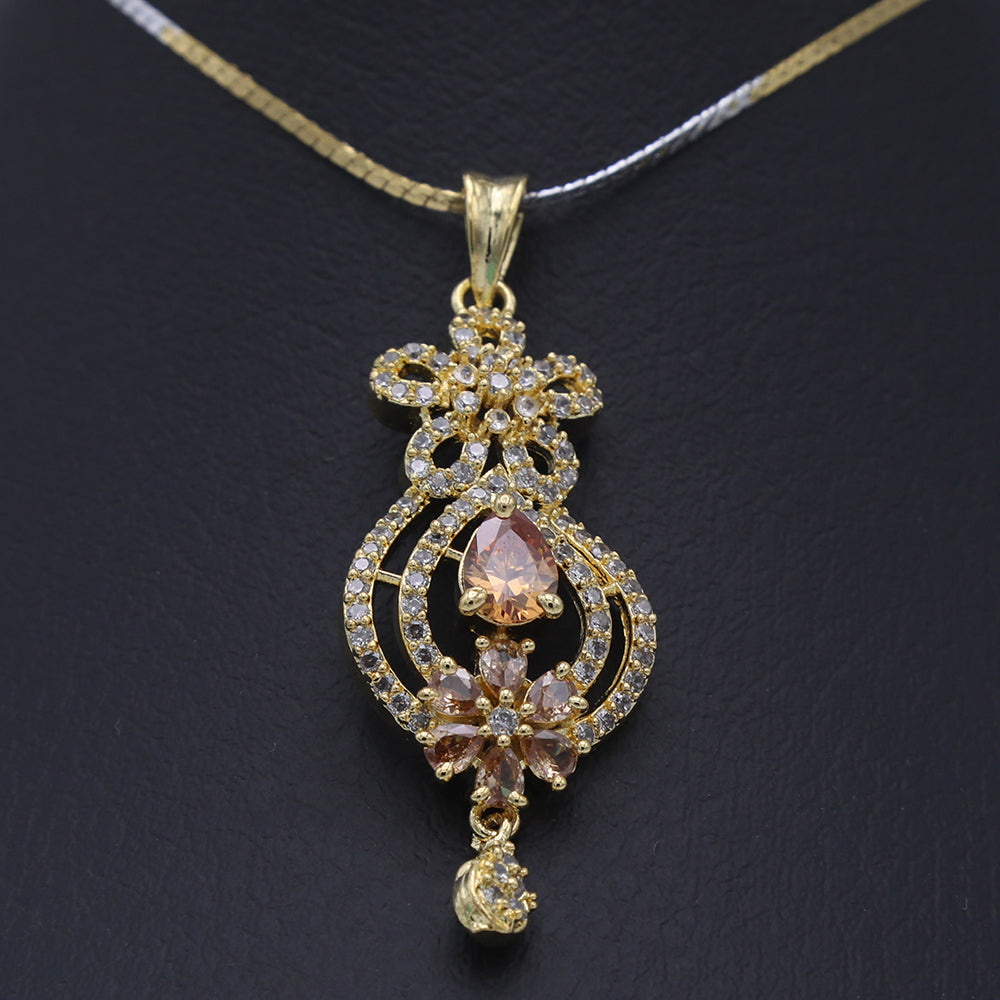 Women's American Diamond Locket Set - Golden Peach, Women, Jewellery Set, Chase Value, Chase Value