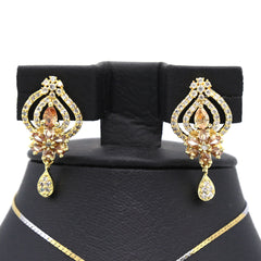 Women's American Diamond Locket Set - Golden Peach, Women, Jewellery Set, Chase Value, Chase Value