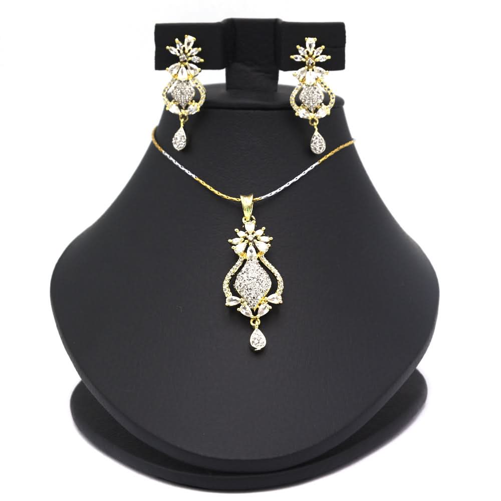Women's American Diamond Locket Set - Golden, Women, Jewellery Set, Chase Value, Chase Value