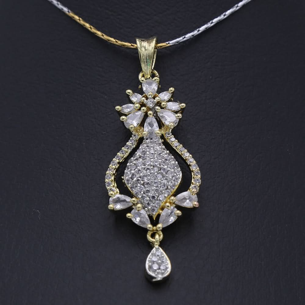 Women's American Diamond Locket Set - Golden, Women, Jewellery Set, Chase Value, Chase Value