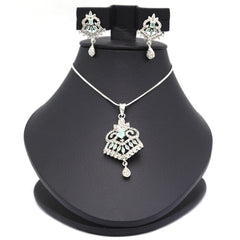 Women's American Diamond Locket Set - Silver Cyan, Women, Jewellery Set, Chase Value, Chase Value