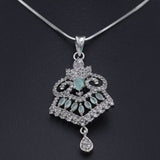 Women's American Diamond Locket Set - Silver Cyan, Women, Jewellery Set, Chase Value, Chase Value