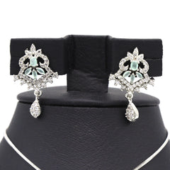 Women's American Diamond Locket Set - Silver Cyan, Women, Jewellery Set, Chase Value, Chase Value