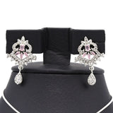 Women's American Diamond Locket Set - Silver Pink, Women, Jewellery Set, Chase Value, Chase Value