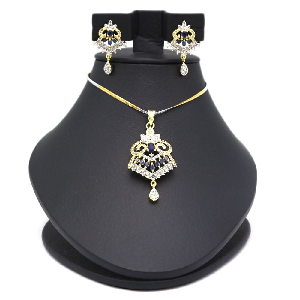 Women's American Diamond Locket Set - Golden Navy Blue, Women, Jewellery Set, Chase Value, Chase Value