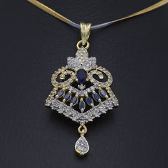 Women's American Diamond Locket Set - Silver Navy Blue, Women, Jewellery Set, Chase Value, Chase Value
