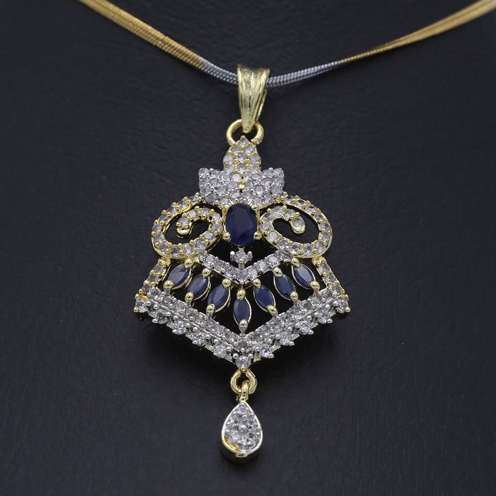 Women's American Diamond Locket Set - Golden Navy Blue, Women, Jewellery Set, Chase Value, Chase Value
