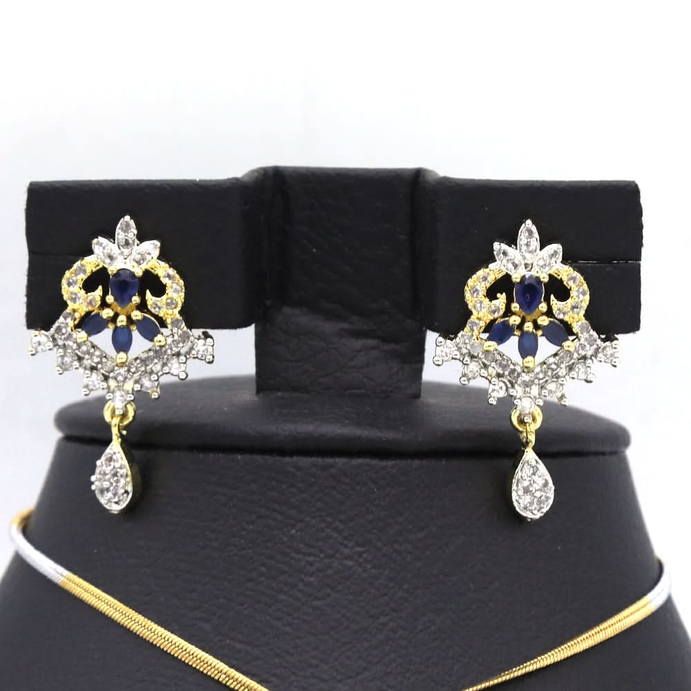 Women's American Diamond Locket Set - Golden Navy Blue, Women, Jewellery Set, Chase Value, Chase Value