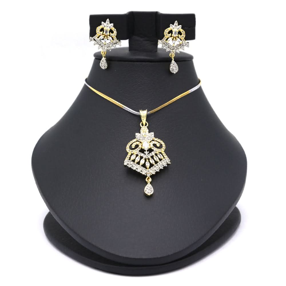 Women's American Diamond Locket Set - Golden, Women, Jewellery Set, Chase Value, Chase Value