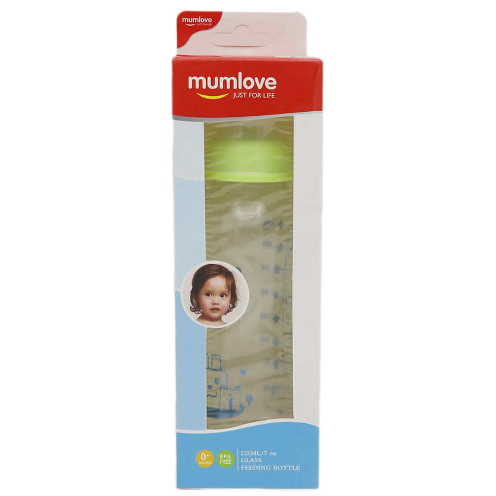 Mum Love Glass Bottle 225ml B0398 - Light Green, Kids, Feeding Supplies, Chase Value, Chase Value