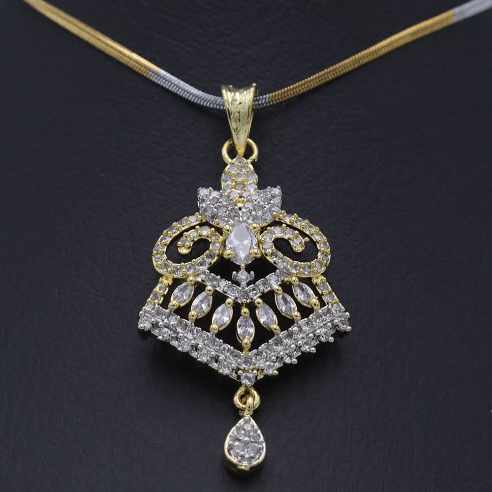 Women's American Diamond Locket Set - Golden, Women, Jewellery Set, Chase Value, Chase Value