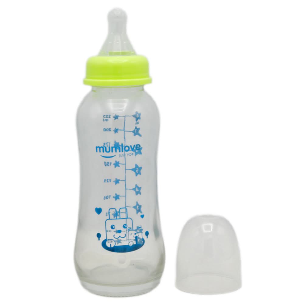 Mum Love Glass Bottle 225ml B0398 - Light Green, Kids, Feeding Supplies, Chase Value, Chase Value