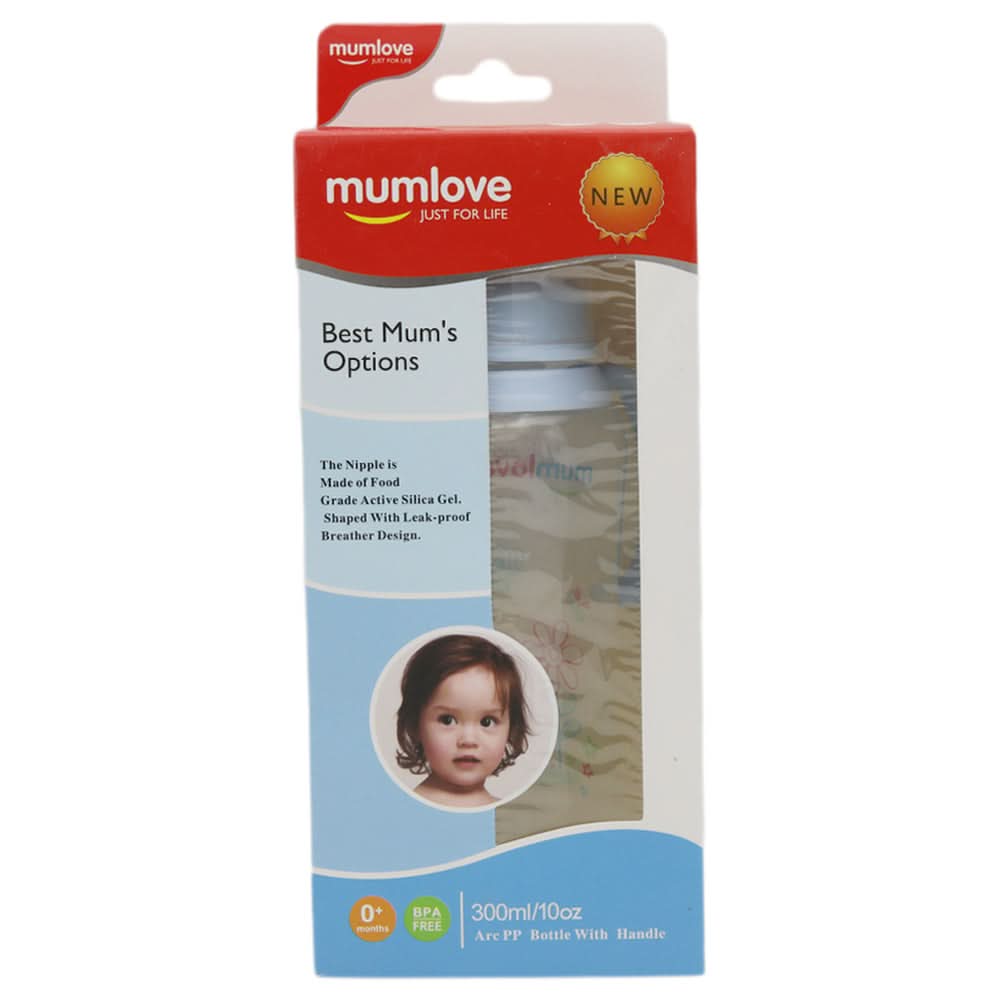 Mum Love Baby Bottle with Handle 300ml B806-B - Light Blue, Kids, Feeding Supplies, Chase Value, Chase Value