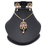 Women's American Diamond Locket Set - Golden Red, Women, Jewellery Set, Chase Value, Chase Value