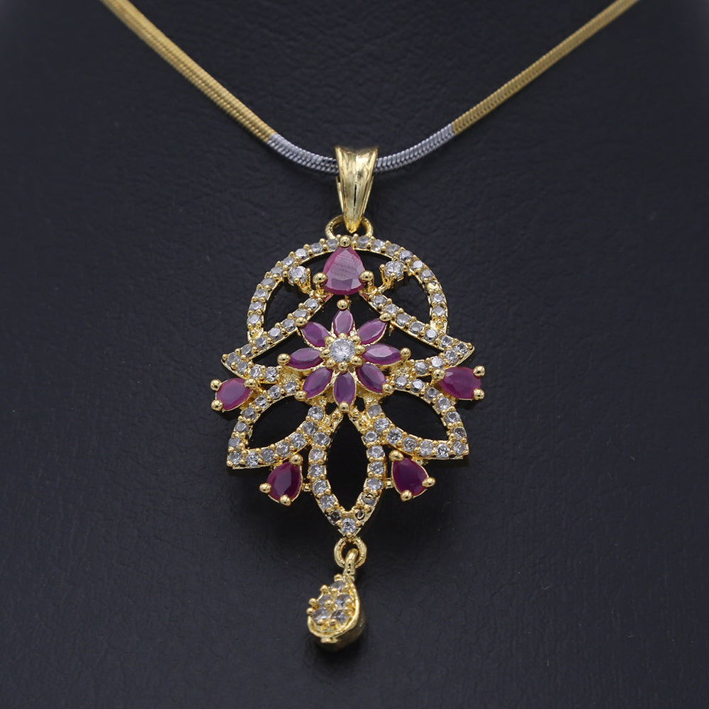 Women's American Diamond Locket Set - Golden Red, Women, Jewellery Set, Chase Value, Chase Value