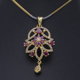 Women's American Diamond Locket Set - Golden Red, Women, Jewellery Set, Chase Value, Chase Value