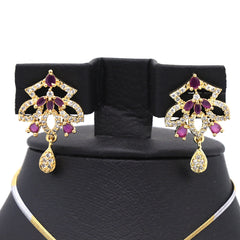 Women's American Diamond Locket Set - Golden Red, Women, Jewellery Set, Chase Value, Chase Value