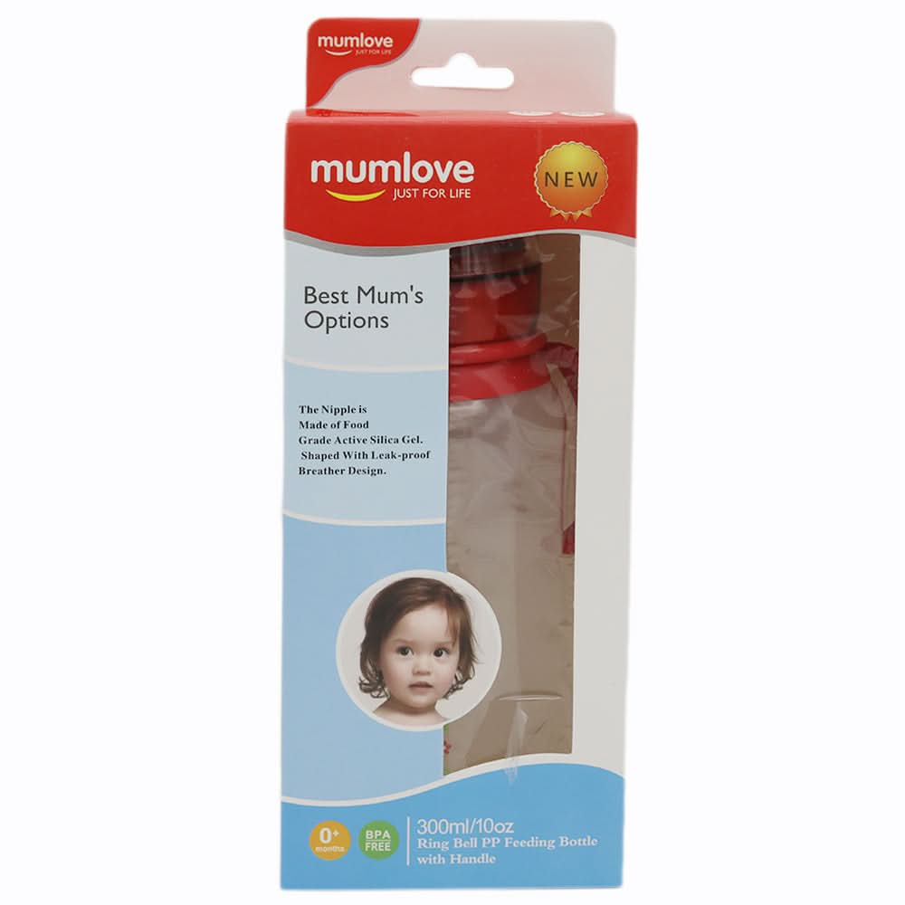 Mum Love Baby Bottle with Handle Ring 300ml B0327-B - Red, Kids, Feeding Supplies, Chase Value, Chase Value