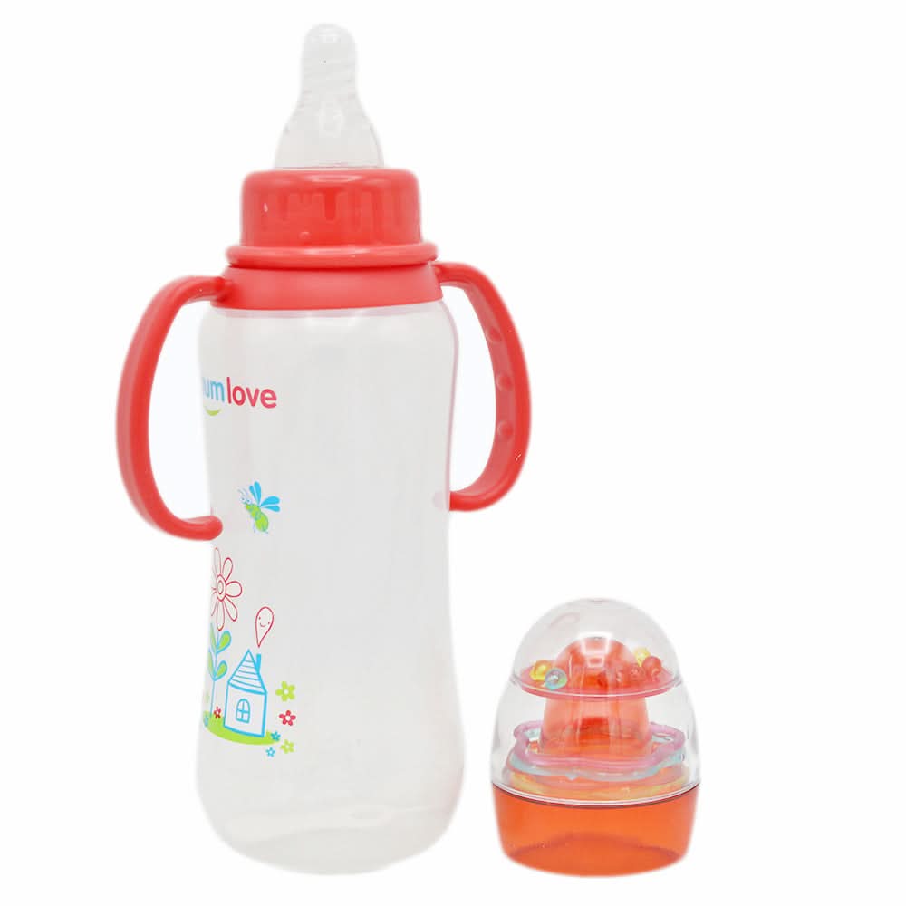 Mum Love Baby Bottle with Handle Ring 300ml B0327-B - Red, Kids, Feeding Supplies, Chase Value, Chase Value