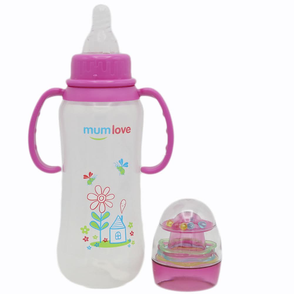 Mum Love Baby Bottle with Handle Ring 300ml B0327-B - Purple, Kids, Feeding Supplies, Chase Value, Chase Value