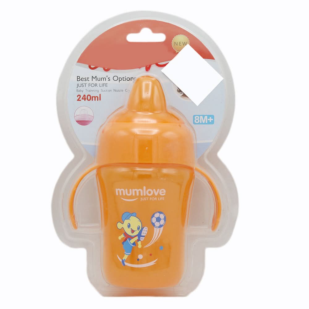Mum Love Sippy Cup With Handle 240ml C6209 - Orange, Kids, Feeding Supplies, Chase Value, Chase Value
