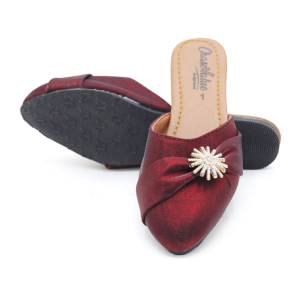 Girls Backless Slipper - Maroon, Kids, Girls Slippers, Chase Value, Chase Value