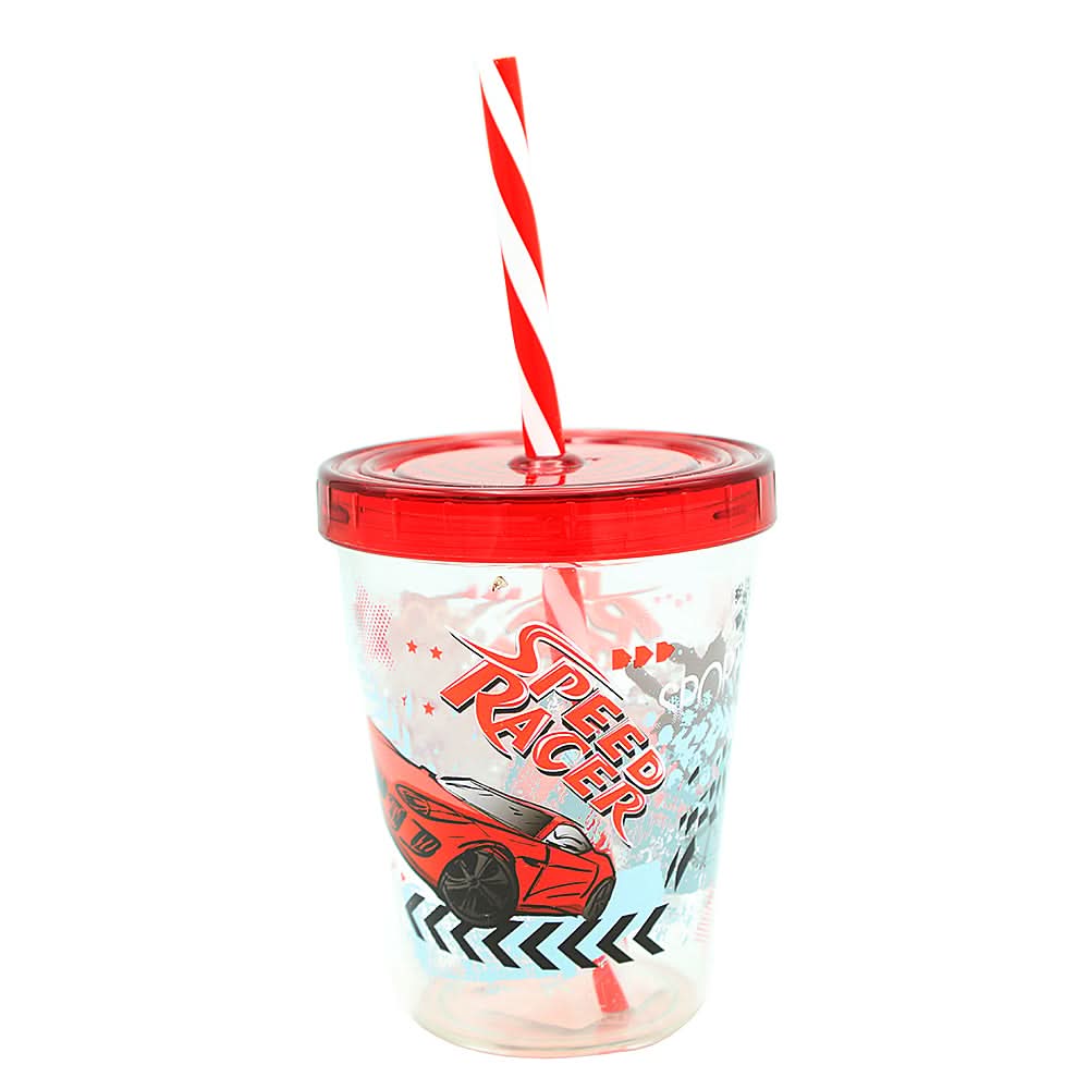 450 CC Pipetli Bardak Desenli Araba - Red, Home & Lifestyle, Glassware & Drinkware, Chase Value, Chase Value