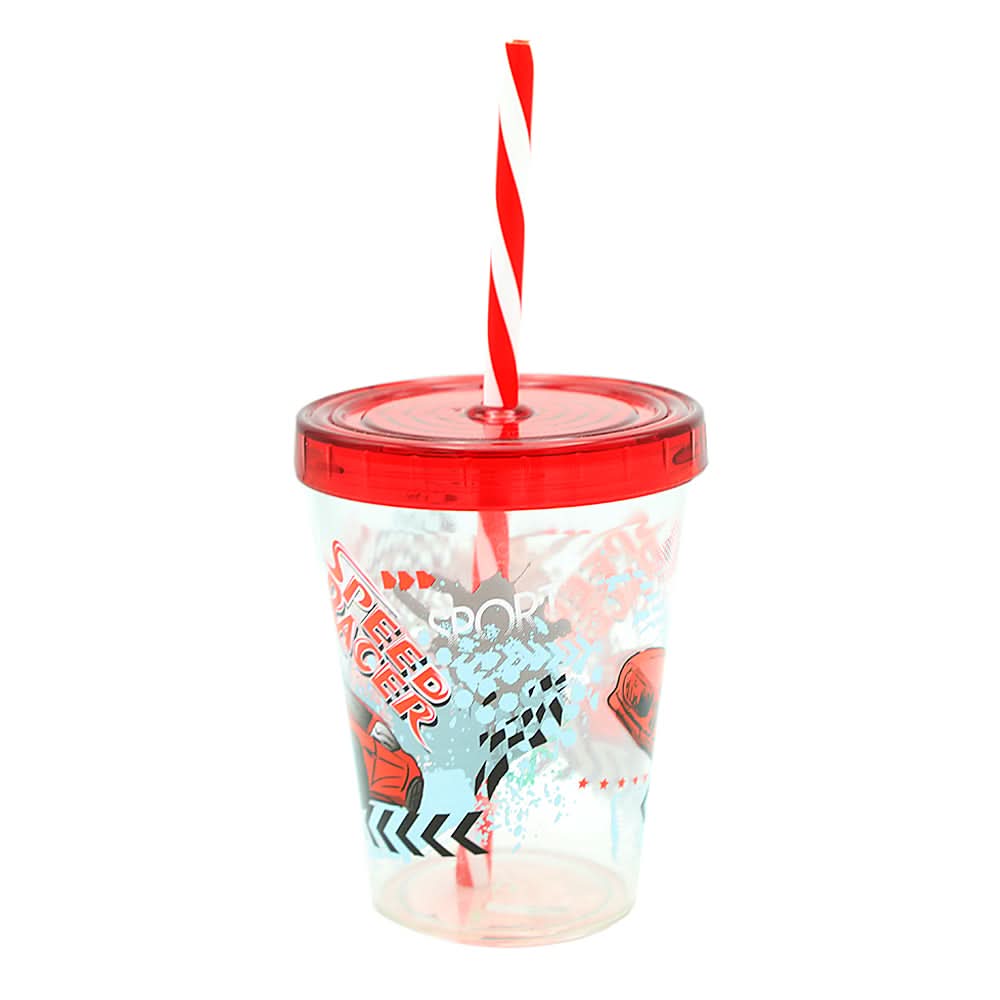 450 CC Pipetli Bardak Desenli Araba - Red, Home & Lifestyle, Glassware & Drinkware, Chase Value, Chase Value