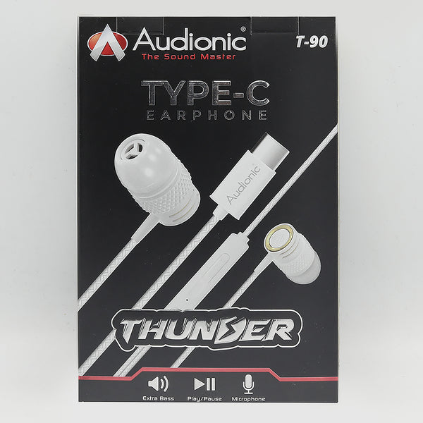 Audionic Thunder TYPE C Earphones T90 - White, Home & Lifestyle, Hand Free / Head Phones, Audionic, Chase Value