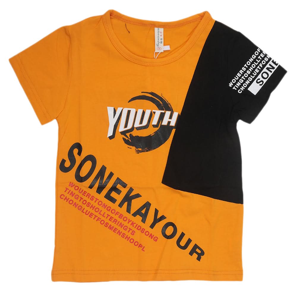 Boys Half Sleeves T-Shirt - Mustard, Kids, Boys T-Shirts, Chase Value, Chase Value