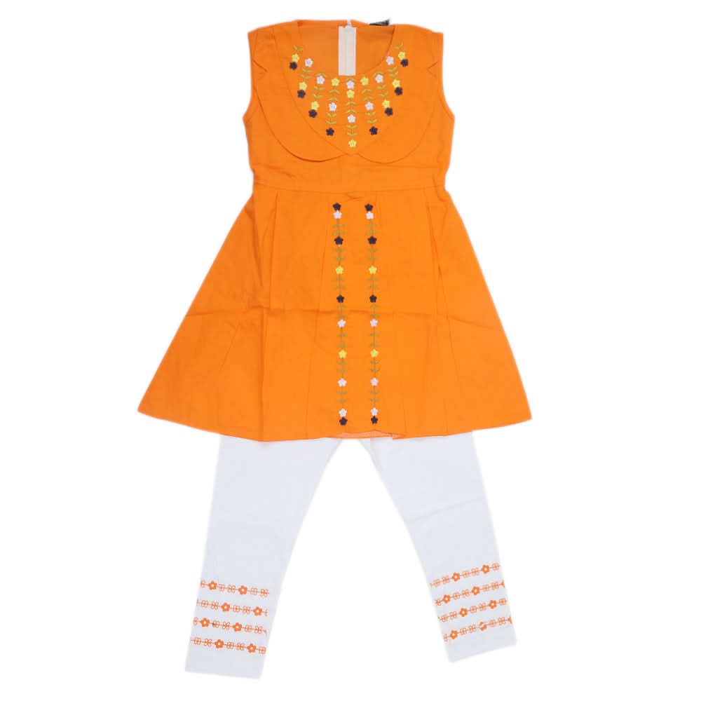 Girls Half Sleeves Suit 505 - Orange, Kids, Girls Sets And Suits, Chase Value, Chase Value