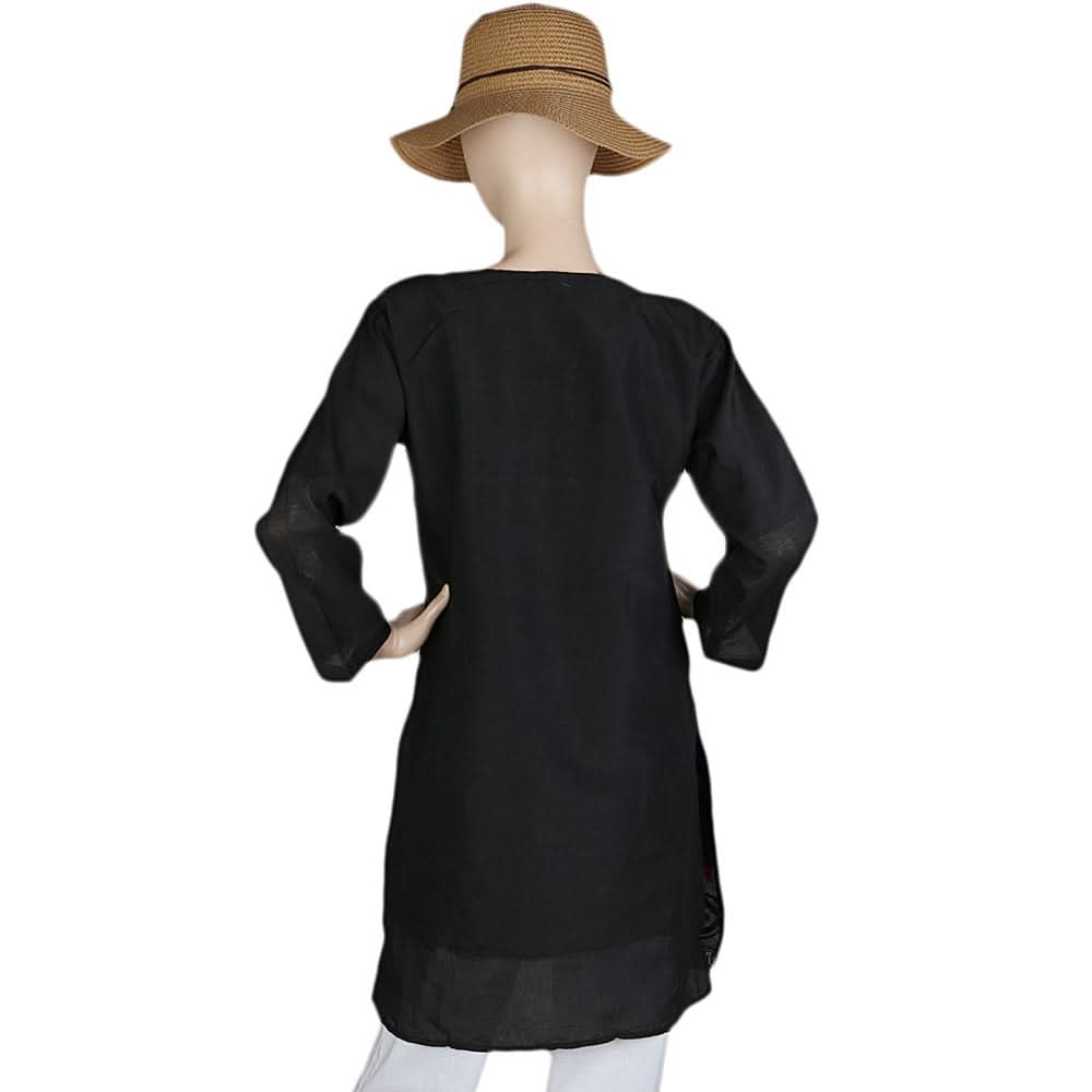 Women's Fancy Embroidered Kurti - Black, Women, Ready Kurtis, Chase Value, Chase Value