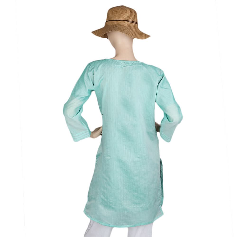 Women's Fancy Embroidered Kurti - Cyan, Women, Ready Kurtis, Chase Value, Chase Value