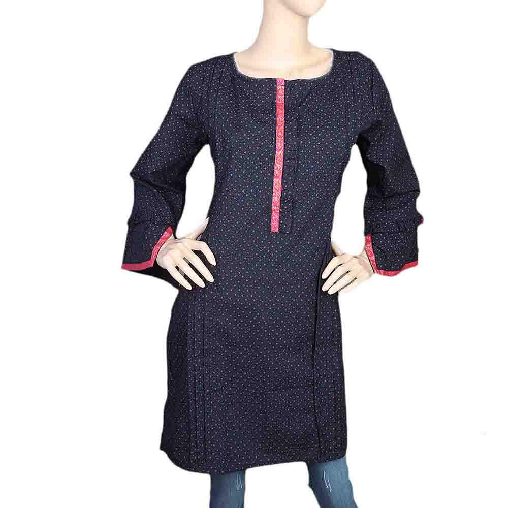 Women's Cotton Plain Kurti - Navy Blue, Women, Ready Kurtis, Chase Value, Chase Value