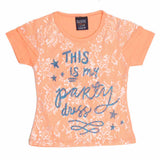 Girls Half Sleeve Glitter T-Shirt - Peach - test-store-for-chase-value