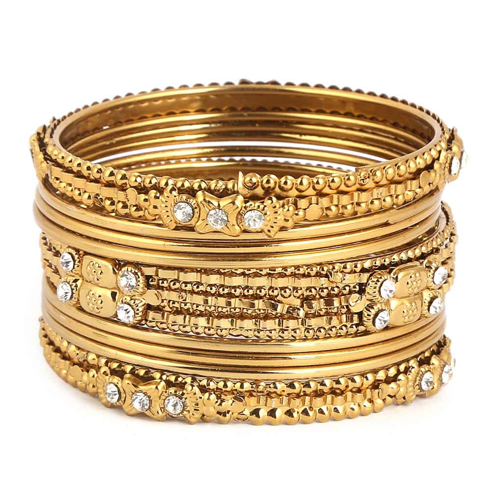 Women's Fancy Bangles 9 Pcs - Golden - test-store-for-chase-value