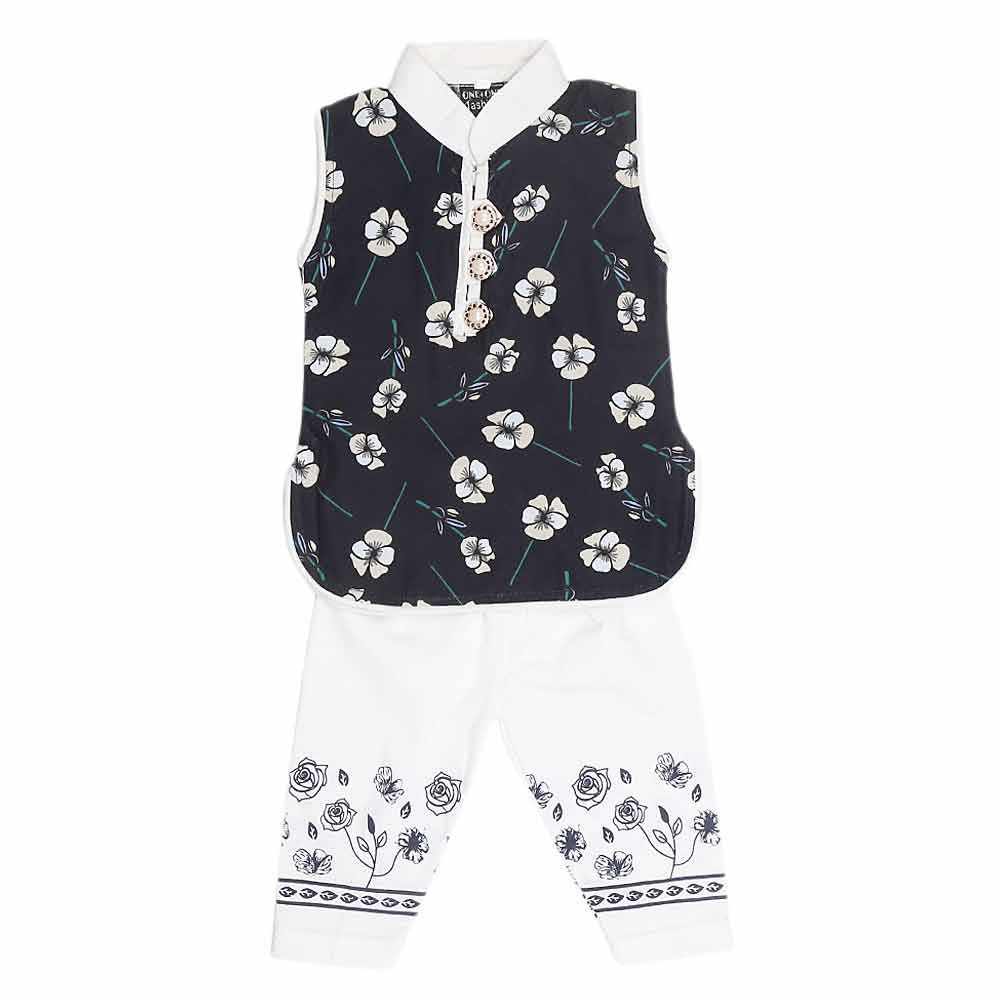 Newborn Girls Fancy Suit 2 Pcs - Dark Bule, Kids, NB Girls Sets And Suits, Chase Value, Chase Value