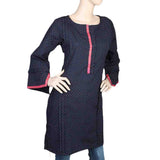 Women's Cotton Plain Kurti - Navy Blue, Women, Ready Kurtis, Chase Value, Chase Value