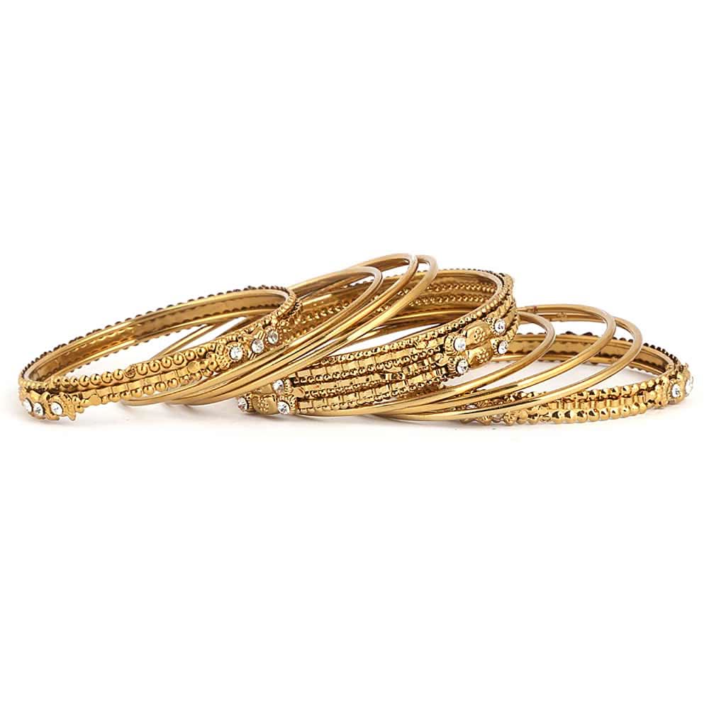 Women's Fancy Bangles 9 Pcs - Golden - test-store-for-chase-value