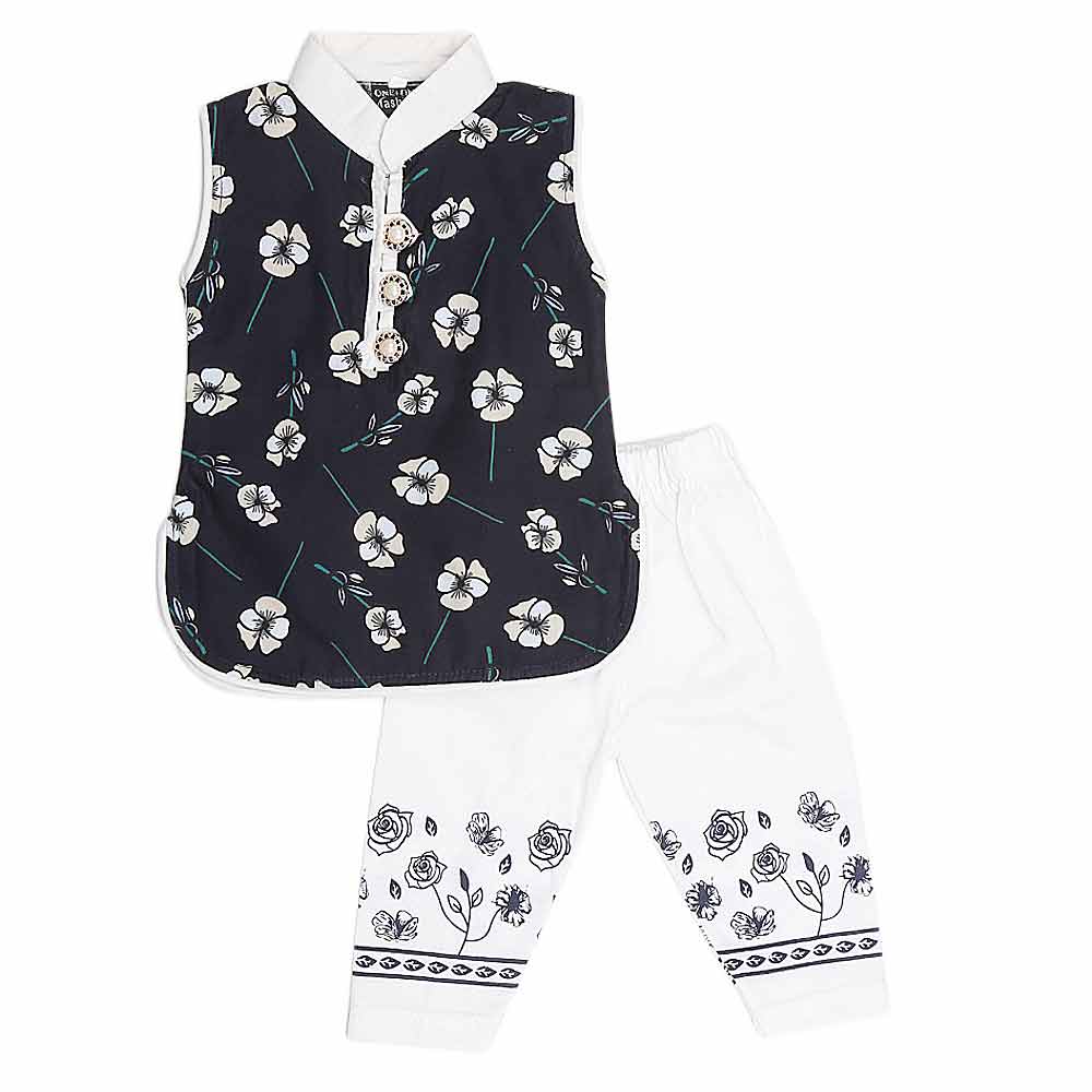 Newborn Girls Fancy Suit 2 Pcs - Dark Bule, Kids, NB Girls Sets And Suits, Chase Value, Chase Value