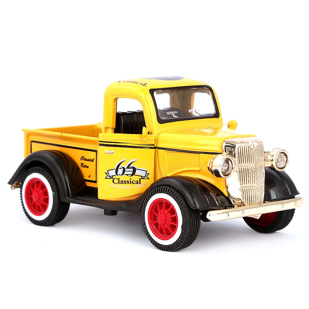 Friction Vintage Metal Car - Yellow, Kids, Non-Remote Control, Chase Value, Chase Value